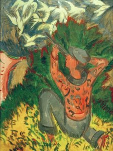 Måkejegere i skogen av Ernst Ludwig Kirchner