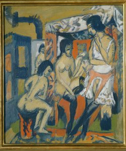 Aktbilder i studio (olje på lerret) av Ernst Ludwig Kirchner