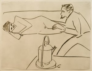 Uten tittel (Liegende Fränzi i samtale med Erich Heckel) av Ernst Ludwig Kirchner