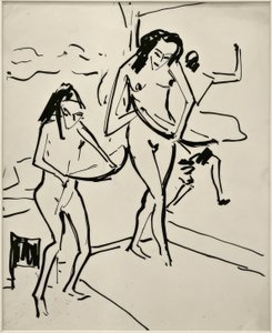 Uten tittel (Marcella og Senta med sløyfe) av Ernst Ludwig Kirchner