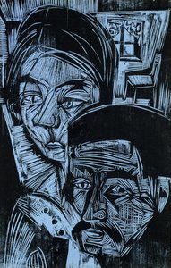 Bondepar i hytta, 1919 av Ernst Ludwig Kirchner