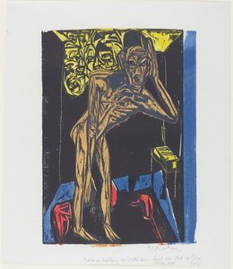 Peter Schlemihls fantastiske historie: Schlemihl i ensomheten på rommet hans av Ernst Ludwig Kirchner