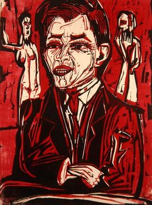 Portrett av Dr. Grohmann (fargetresnitt) av Ernst Ludwig Kirchner