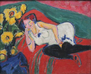 Hvile kvinne i hvit skjorte av Ernst Ludwig Kirchner