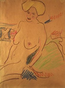 Sittende naken, ca. 1907 (kritt på papir)