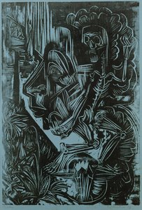 Selvportrett med dødsdans, 1917 av Ernst Ludwig Kirchner