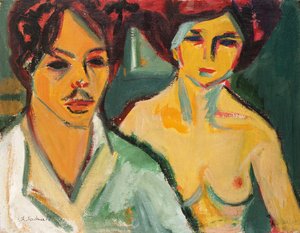 Selvportrett med modell, 1905 av Ernst Ludwig Kirchner