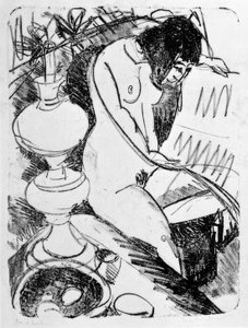 Sittende leser akt av Ernst Ludwig Kirchner