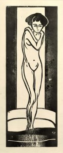 Stående naken jente med foldede armer av Ernst Ludwig Kirchner