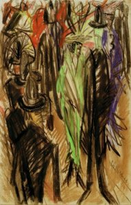 Gatebilde med en grønn dame av Ernst Ludwig Kirchner