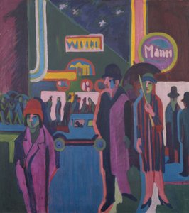 Gatescene om natten av Ernst Ludwig Kirchner