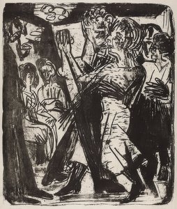 Dansende bondepar. 1920 av Ernst Ludwig Kirchner