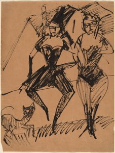 To dansere med en katt av Ernst Ludwig Kirchner