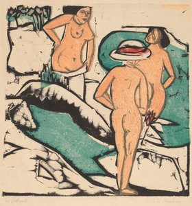 Kvinner som bader mellom hvite steiner av Ernst Ludwig Kirchner