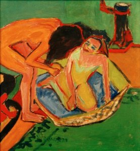 To nakenbilder med badekar og stekeovn av Ernst Ludwig Kirchner