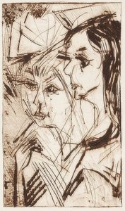 To jentehoder. 1919 av Ernst Ludwig Kirchner