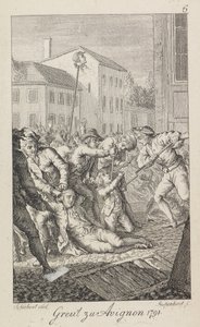 Massakrene på La Glacière 16.–17. oktober 1791, 1793–1799. av Ernst Ludwig Riepenhausen