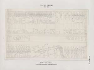 Tegning av takmaleriet i Sarcophagus Hall, 19. dynasti, Theben, Biban-el-Muluk, New Kingdom, illustrasjon fra "Monuments to Egypt and Ethiopia...", av Richard Lepsius av Ernst Weidenbach