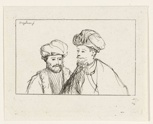 Portrett av to menn med turbaner av Ernst Willem Jan Bagelaar