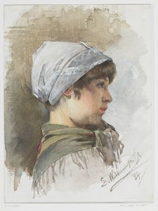 Studie av hodet til en ung jente, i profil av Ernst Witkamp