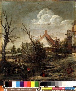 Hiver (Winter). Peinture de Esalas van de Velde (1591-1630). Huile sur bois, 37,5 x 35,5 cm   1314452   no       norwegian Successfully Translated  Original: A Collection of Haiga by Gesson Translat: A Collection of Haiga by Gesson 1341170 no norwegian Suc