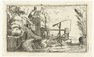 Hus eller fabrikk ved en kanal Små landskap (serietittel) av Esaias van de Velde (rejected attribution)