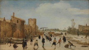 Moro på isen i vollgraven av Esaias van de Velde