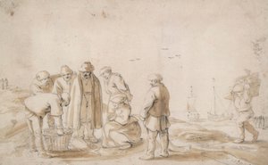 Fiskehandlere på stranden av Esaias van de Velde
