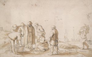 Fiskehandlere på stranden av Esaias van de Velde