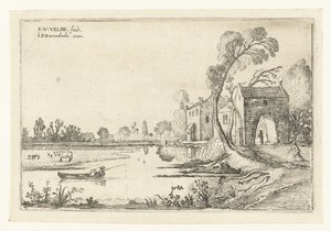Landskap med elv og porthus Landskapslandskap (serietittel) av Esaias van de Velde