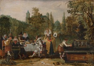 Muntert selskap i en park av Esaias van de Velde