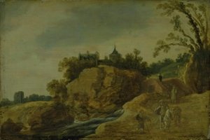 Steinete landskap med et slott av Esaias van de Velde