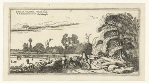 Rytter og turgåere på vei ved Lisse Landskap (serietittel) av Esaias van de Velde