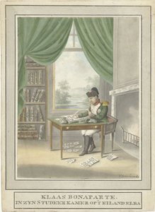 Tegneserie av Napoleon i hans studie på Elba av Esser Wijnand