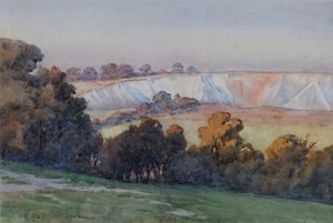 Coulsdon Quarry fra Farthing Downs (wc på papir)