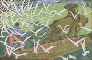 Fugler som følger en plog av Ethel Spowers