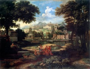 Landskap med Moses reddet fra Nilen, sent på 1600- eller 1700-tallet
