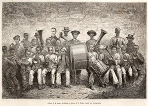 Barneorkester i Gabon, 1876 av Etienne Antoine Eugene Ronjat
