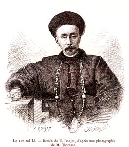 Li Hongzang, visekonge av Zhili, ved den keiserlige domstolen i Kina. 1873 (gravering) av Etienne Antoine Eugene Ronjat