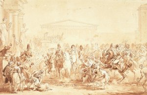 Ankomsten av keiser Napoleon I med keiserinne Marie-Louise på Hotel de Ville, Paris,