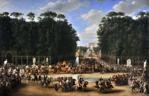 Ekteskapsprosesjonen til Napoleon I og Marie-Louise krysser Jardin des Tuileries 2. april