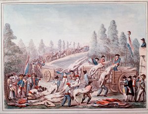 Transport av lik under revolusjonen (Akvarell, ca. 1790) av Etienne Bericourt
