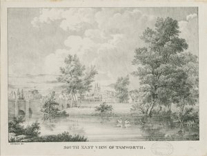 Tamworth - Fjernsyn fra sør: litografi, nd [1796-1865]