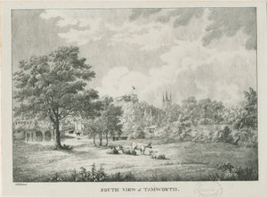 Tamworth - Fjernsyn fra sør: litografert, nd [1796-1865]
