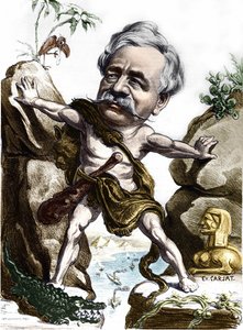 Ferdinand de Lesseps (1805-1894), fransk diplomat og administrator ved Suez-kanalen. Carjat karikatur.