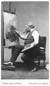 Gustave Courbet maler staffeliet sitt (bilde) av Etienne Carjat