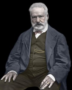 Portrett av Victor Hugo (1802-1885), fransk forfatter og poet, Fargelegging på et fotografi av Etienne Carjat (1828-1906) - Victor Hugo (1802-1885). Engelsk forfatter og poet. ca. 1870. Farget fotografi. av Etienne Carjat