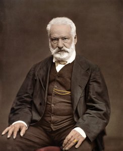 Portrett av Victor Hugo (1802-1885), fransk forfatter og poet, Fargelegging på et fotografi av Etienne Carjat (1828-1906) - Victor Hugo (1802-1885). Engelsk forfatter og poet. ca. 1870. Farget fotografi.