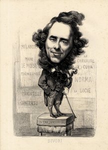 flygende blad - Illustrasjon av Etienne Carjat (1826-1906): Sivori Camille Camillo (1815-1894) av Etienne Carjat