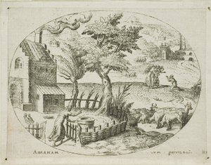 Abraham mottar de tre englene av Etienne Delaune